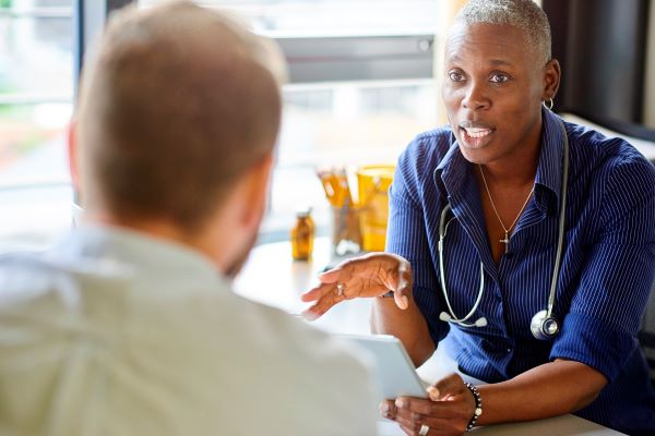 Patient visiting healthcare provider